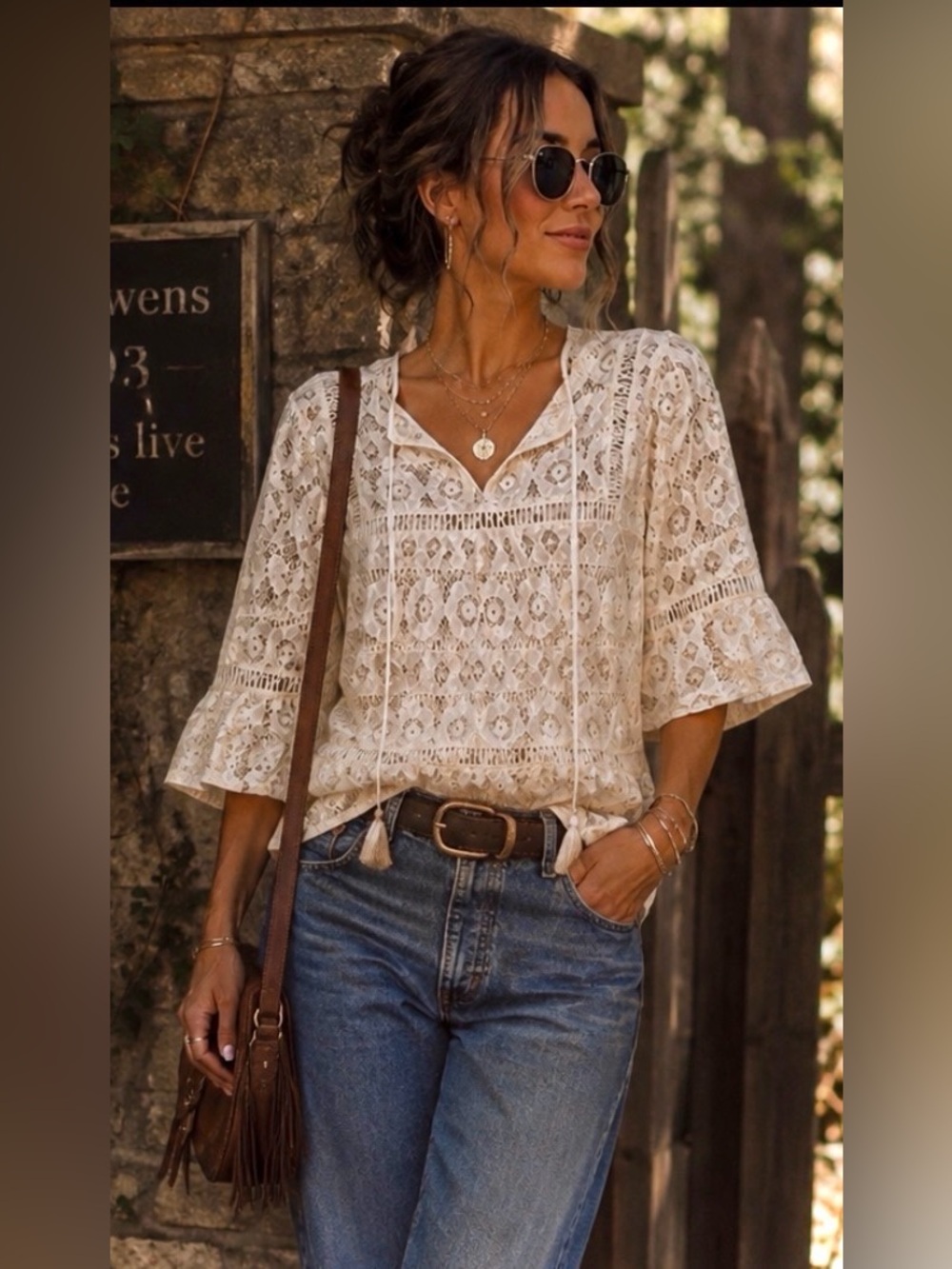 Bohemian Lace Peasant Top